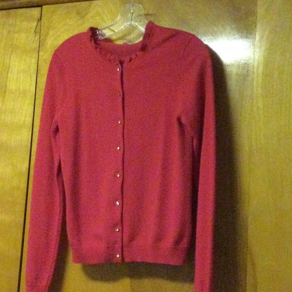 J Crew Raspberry Crystal Embellished Button Up - image 1